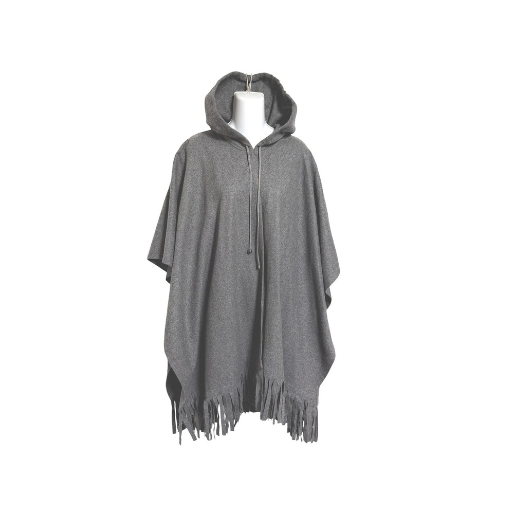Harve Benard Wool Blend Hooded Fringe PonchoCape M  Boho Dark Academia Goth